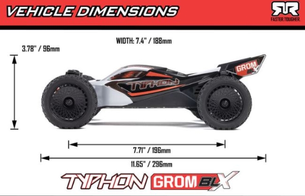 ARA2306T1 Arrma TYPHON GROM 223S BLX silver